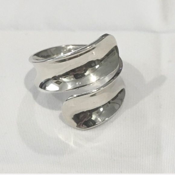 Vintage Sterling Silver Bypass Wrap Bypass Ring Sz 8-1/2